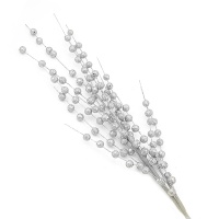 Ветка с ягодами искусственная (70см), Серебряная, 1 шт.