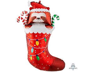 Шар (25"/63см) Носок новогодний и ленивец, 1 шт.