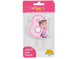 Свеча -цифра "8" Маша Сердца, 1 шт.