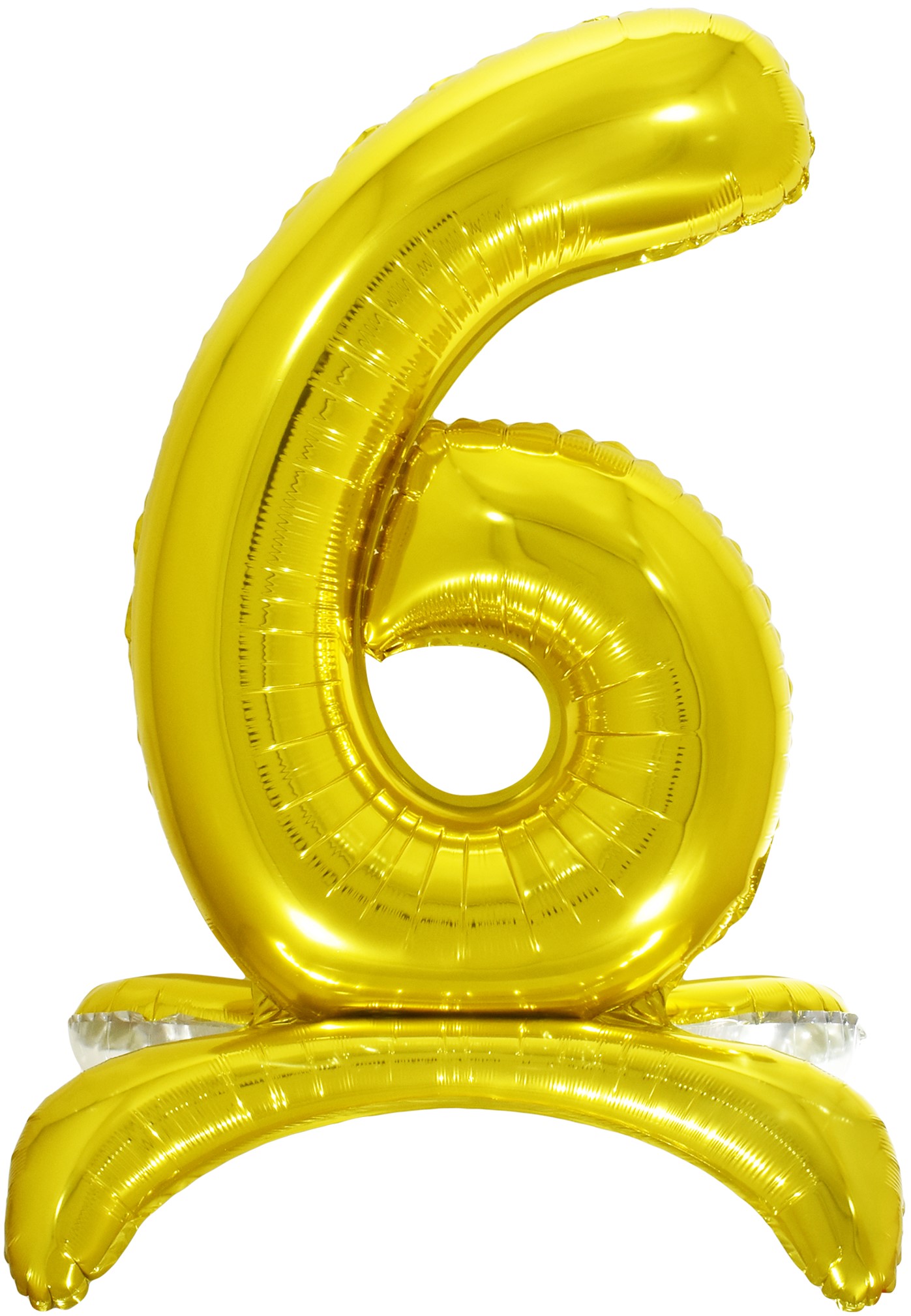 Шар (32''/81 см) Цифра, 6 на подставке, Золото, в упак., 1 шт. 