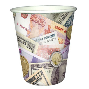 Стаканы бумажные, Деньги, 200мл, 6 шт.