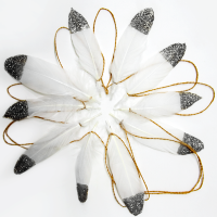 Гирлянда, Перья, Серебро, 300 см.