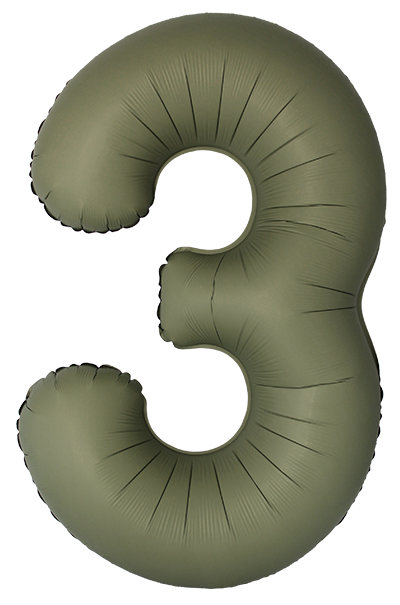 Шар (40''/102см) Цифра, 3 Slim, Оливковый, Матовый, 1 шт. в уп.