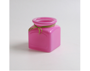 Ваза (Н10см) Квадрато, Маджента с лентой, 1 шт.