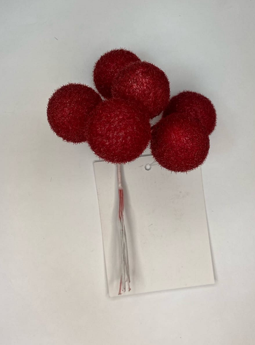 Связка шариков на проволоке (2*2*8см), красная, 6 шт.