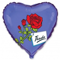 Шар (18''/46 см) Сердце, Роза с благодарностью, Синий, 1 шт.