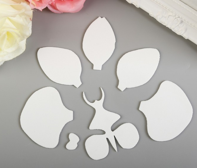 Заготовка из фоамирана (5*5см), Цветок орхидеи, белый, 1 шт.