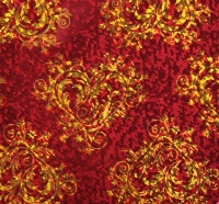 Пленка (70*100см), Ажурное золотое сердце на красном, голография, 1 шт.