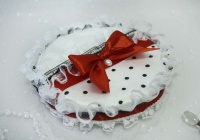 Подушечка под кольца "Ретро" (14х3см), Бело-красный, 1 шт.