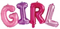 Шар (43''/109см) Фигура, Надпись "Girl", Разноцветный, 1 шт.