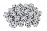 Шар из ротанга (3см), серебро, 1 шт.