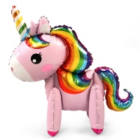 Шар (22''/56 см) Ходячая Фигура, Единорог Радужный, Розовый, 1 шт.