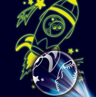 Лунная гравюра "Ракета в космосе", с металлическим эффектом серебра+ штихель, 14,8х21см, 1 шт.