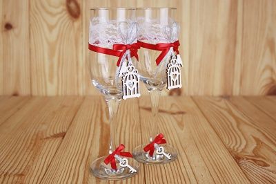 Бокалы ручной работы "Ренессанс", Марсала-серебро, 2 шт.