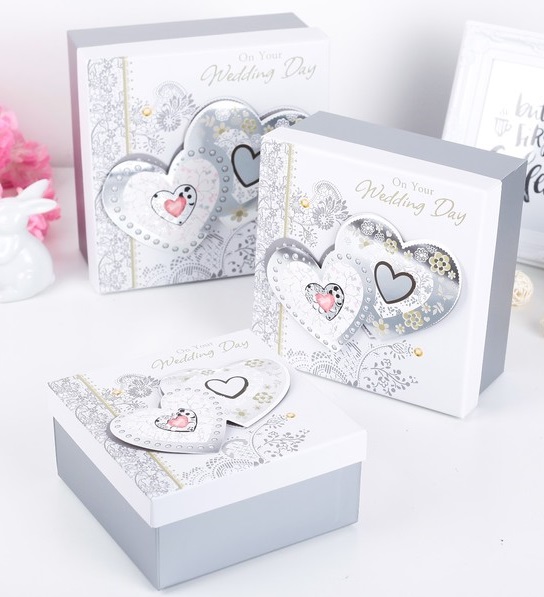 Коробка квадратная (20*20*9,5см), Два сердца, 1 шт.