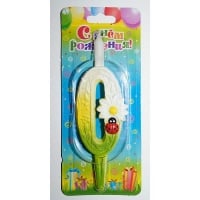 Свеча тортовая цифра 0 "С ромашками", 1 шт.