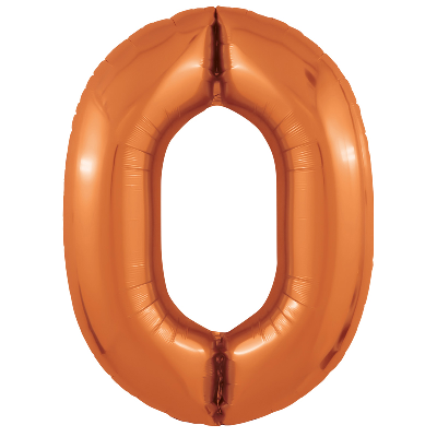 Шар (40''/102см) Цифра, 0 Slim, Папайя, 1 шт. в упак.