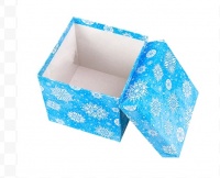 Коробка квадрат (9x9x10см), "Снежинки", 1 шт.