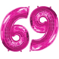 Шар (40''/102см) Цифра, "6/9", Фуше, в упаковке, 1 шт.