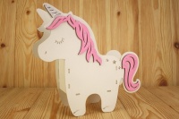 Подарочная упаковка (27,2*8,5*26,5см), Единорог, МДФ 3мм, окрашен., Белый-розовый, 1 шт.