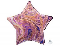 Шар (19''/48 см) Звезда, Мрамор, фиолетовый, 1 шт.