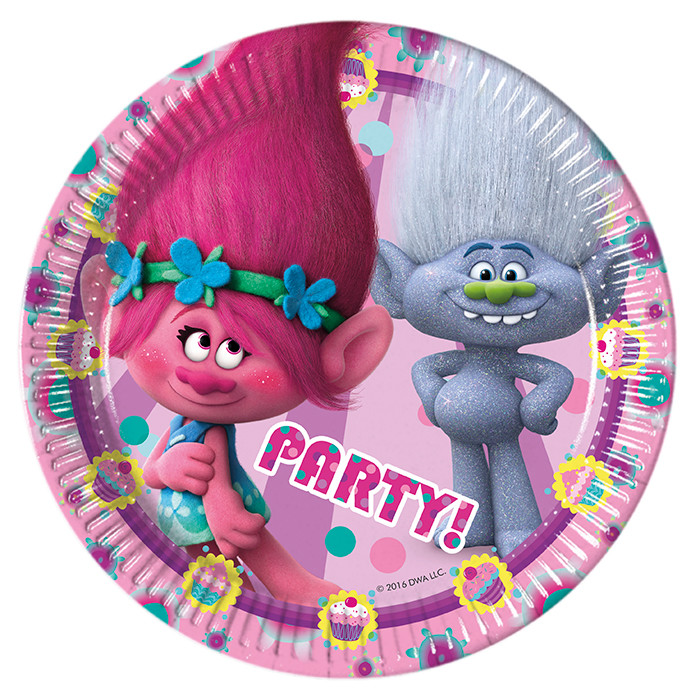 Тарелки бумажные (20см), Тролли, 8 шт.