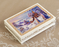 Шкатулка «Зимняя деревня», белая, 11×16 см, лаковая миниатюра, 1 шт.