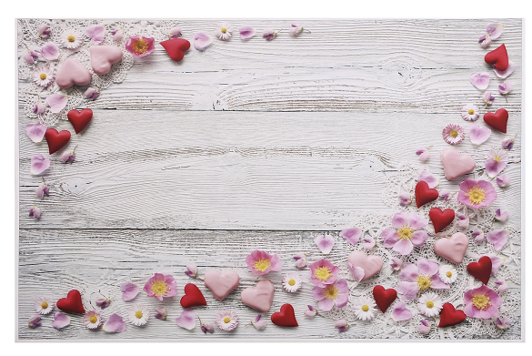 Фотофон винил (80*125 см), "Сердечки, лепестки и белые доски", 1 шт.