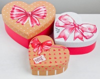 Коробка-сердце (22×20×9см), с бантом, 1 шт.
