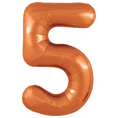 Шар (40''/102см) Цифра, 5 Slim, Папайя, 1 шт. в упак.