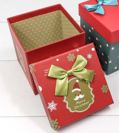 Коробка (11*11*11см), С Новым Годом!, Красная, 1 шт.