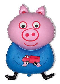 Шар (32''/81 см) Фигура, Поросенок с игрушкой, Голубой, 1 шт. Шар (32''/81 см) Фигура, Поросенок с игрушкой, Голубой, 1 шт.