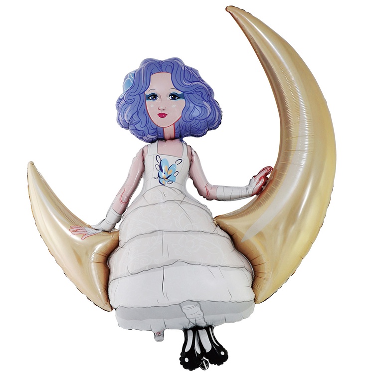 Шар (44"/112см) Фигура, Мальвина на полумесяце, 1 шт.