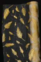 Органза (0,48*4,57м), Перья, золотой/кремовый, 1 шт.