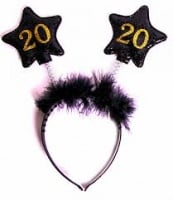 Ободок, две звезды с пушком, 20 лет, цвета микс, 1 шт.