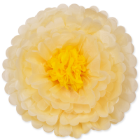 Бумажный цветок (20''/51см), Слоновая кость/Желтый, 1 шт.