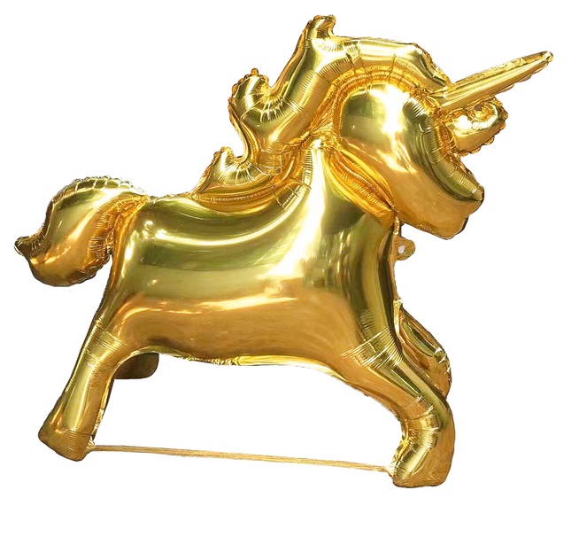 Шар (31"/78см) Фигура, Золотой единорог, 1 шт.  Шар (31"/78см) Фигура, Золотой единорог, 1 шт.