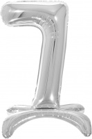Шар (32''/81 см) Цифра, 7 на подставке, Серебро, в упак., 1 шт. 