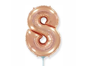 Шар (16"/41 см) Цифра 8, розовое золото, 1 шт.