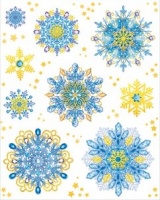 Наклейки, Яркие снежинки, 1шт.