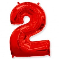 Шар (40"/102см) Цифра, "2", Красный, в упаковке, 1 шт.