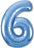 Шар (40''/102 см) Цифра, 6 Slim, Синий, 1 шт. в упак.