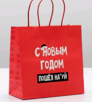 Пакет подарочный (22*22*11см), С Новым годом, 1 шт.