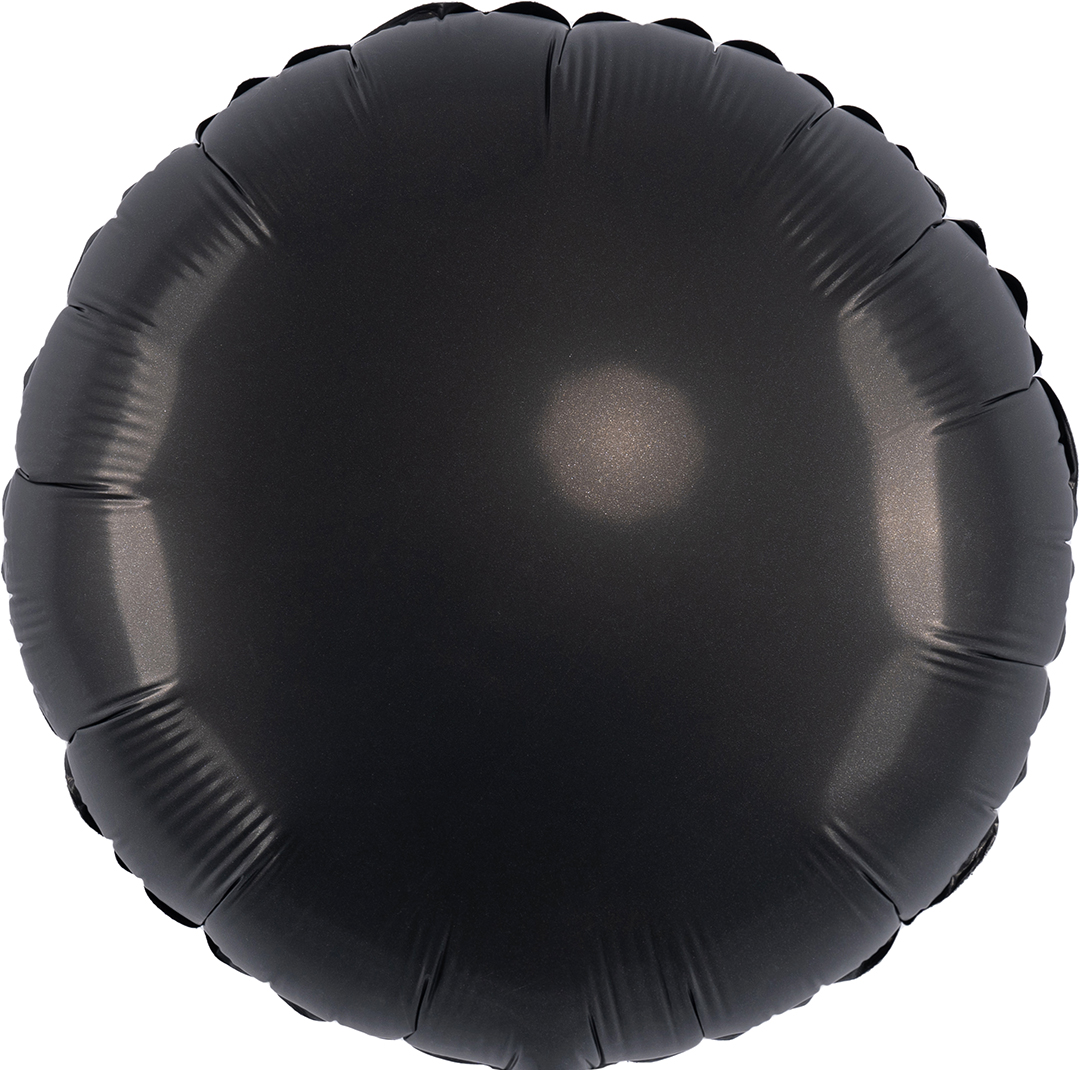 Шар (18''/46см) Круг, Черный, Сатин, 1 шт.
