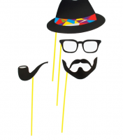 Набор аксессуаров для фотосессии на палочке "Мистер", 4 предмета: шляпа, очки, усы, трубка.