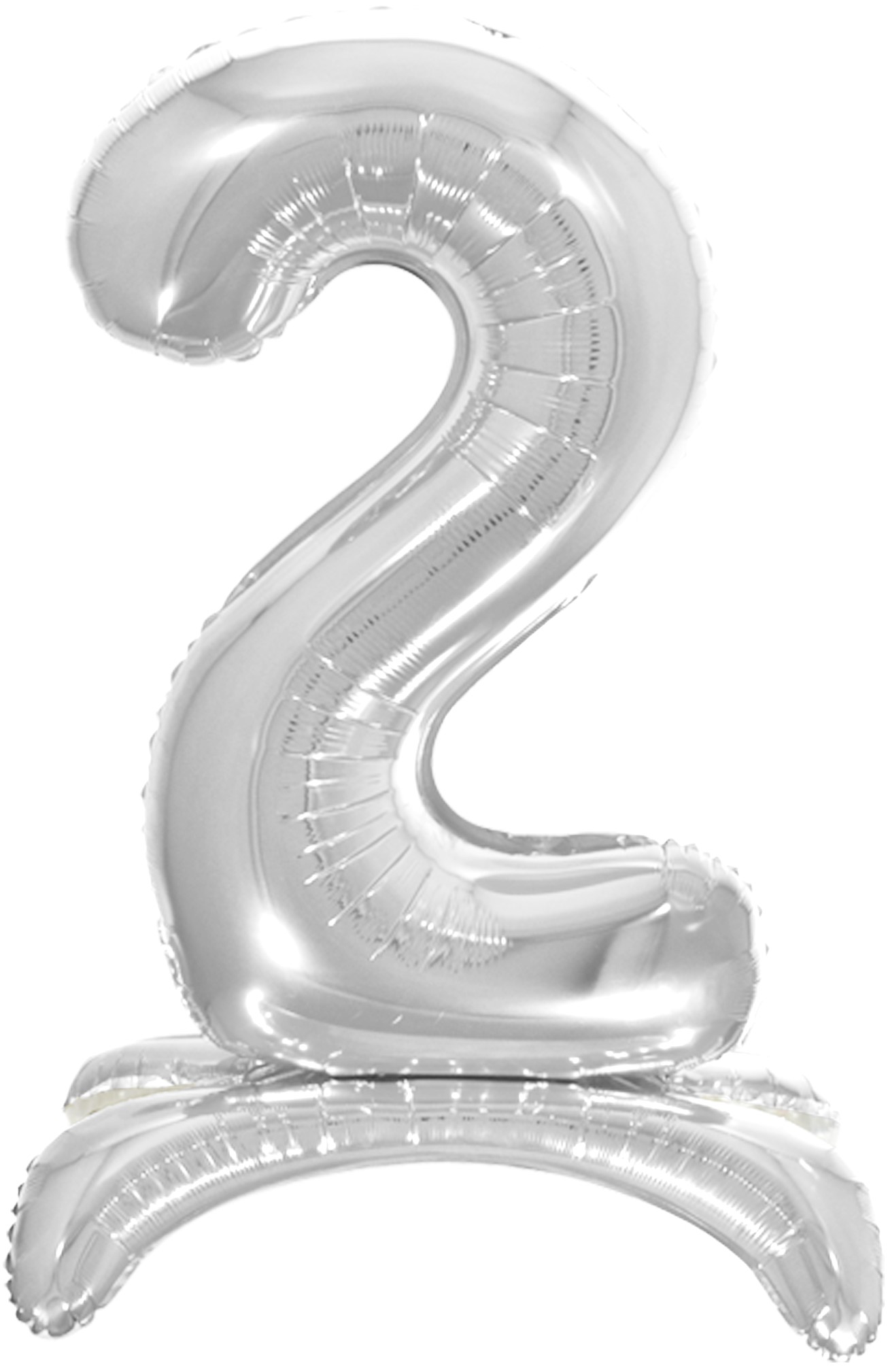Шар (32''/81 см) Цифра, 2 на подставке, Серебро, в упак., 1 шт. 