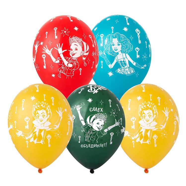 Шар (14"/35см) Буратино в компании, Шелкография, Ассорти, 25 шт.