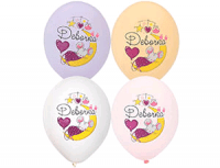 Шар (14"/35 см) С Рождением девочки, 5 цв, ассорти, пастель, 25 шт.