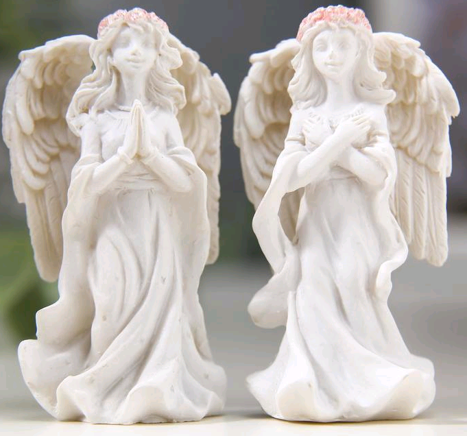 Сувенир полистоун (3*3,8*6см), "Ангел-девушка в розовом венке-благодарность", 1 шт.