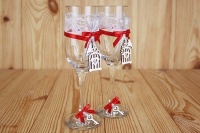 Бокалы ручной работы "Ренессанс", Марсала-серебро, 2 шт.